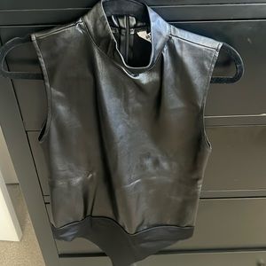 Black leather body suit